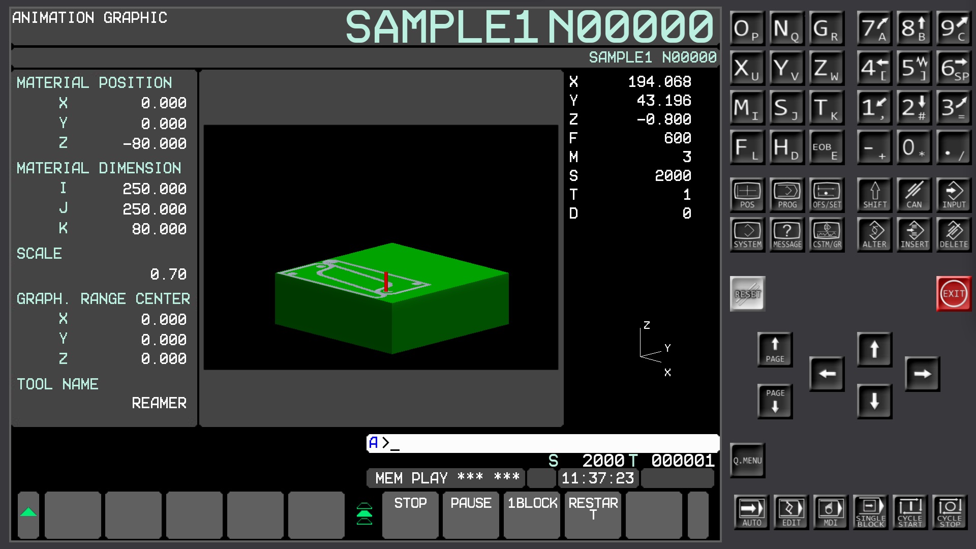 Fanuc 0i-MF Plus Simulator software interface